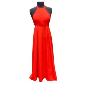 NBD The XNaven Twins Coral Red Halter Top Dress with Full Skirt